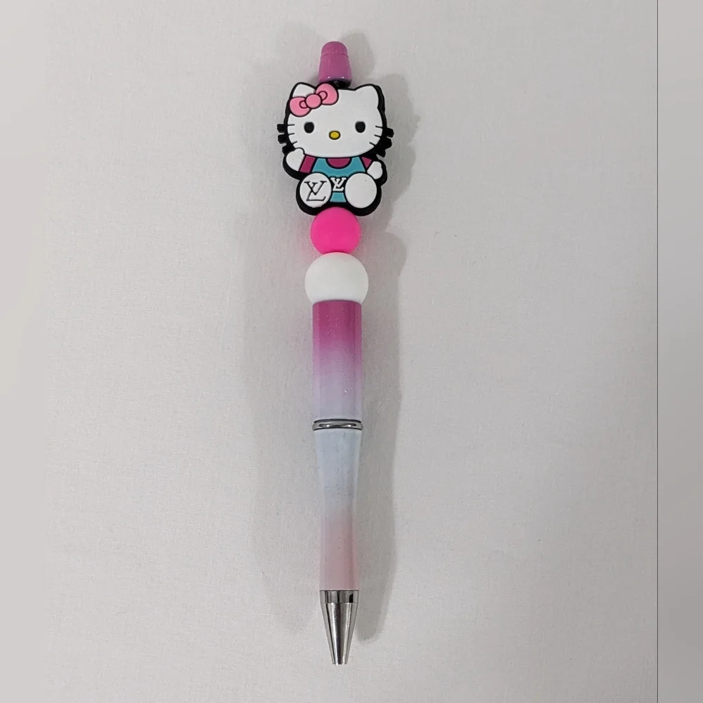 Hello Kitty Designer Inspired Beaded Writing Pen, Black Ink Pen, NEW